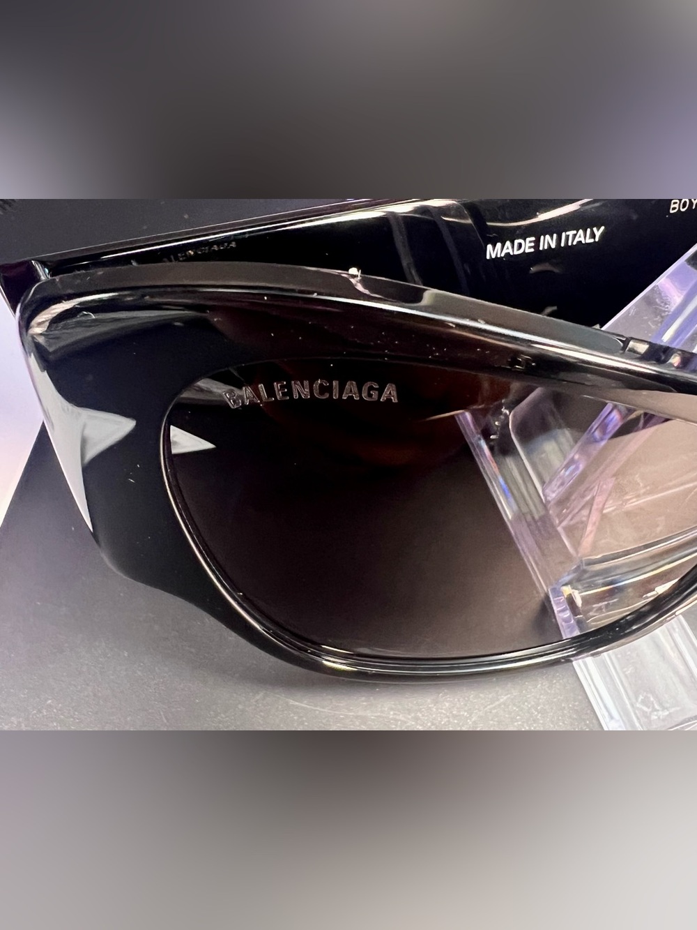 Balenciaga BB0259S glossy 🕶️black acetate oversized cat-eye sunglasses.Brand new - Picture 6 of 13